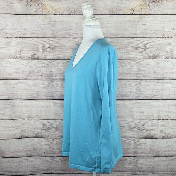 Nike Long Sleeve Legend Dri-Fit Athletic Moisture Wicking Blue V-Neck Top XL - Picture 2 of 8